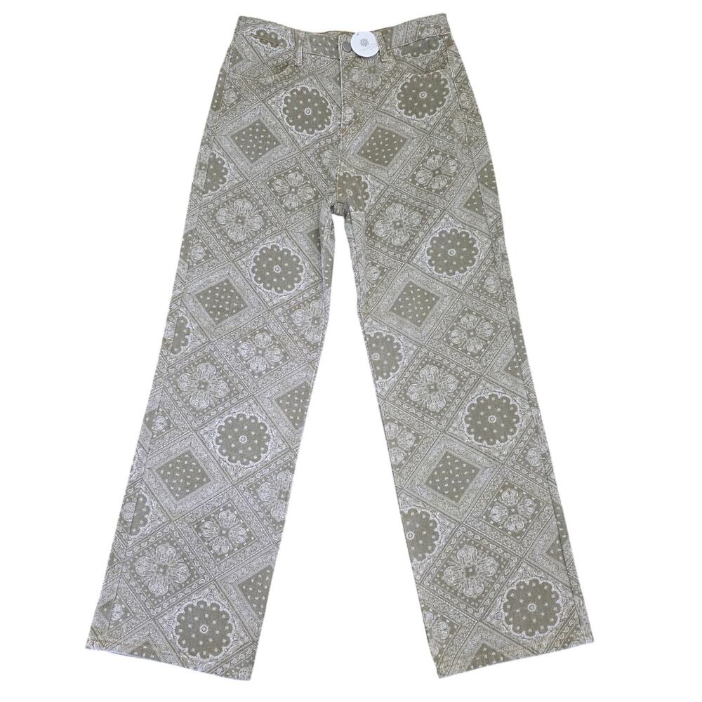 NWT Bailey Rose Penelope Pattern Pant Beige Bandana Paisley Size Medium